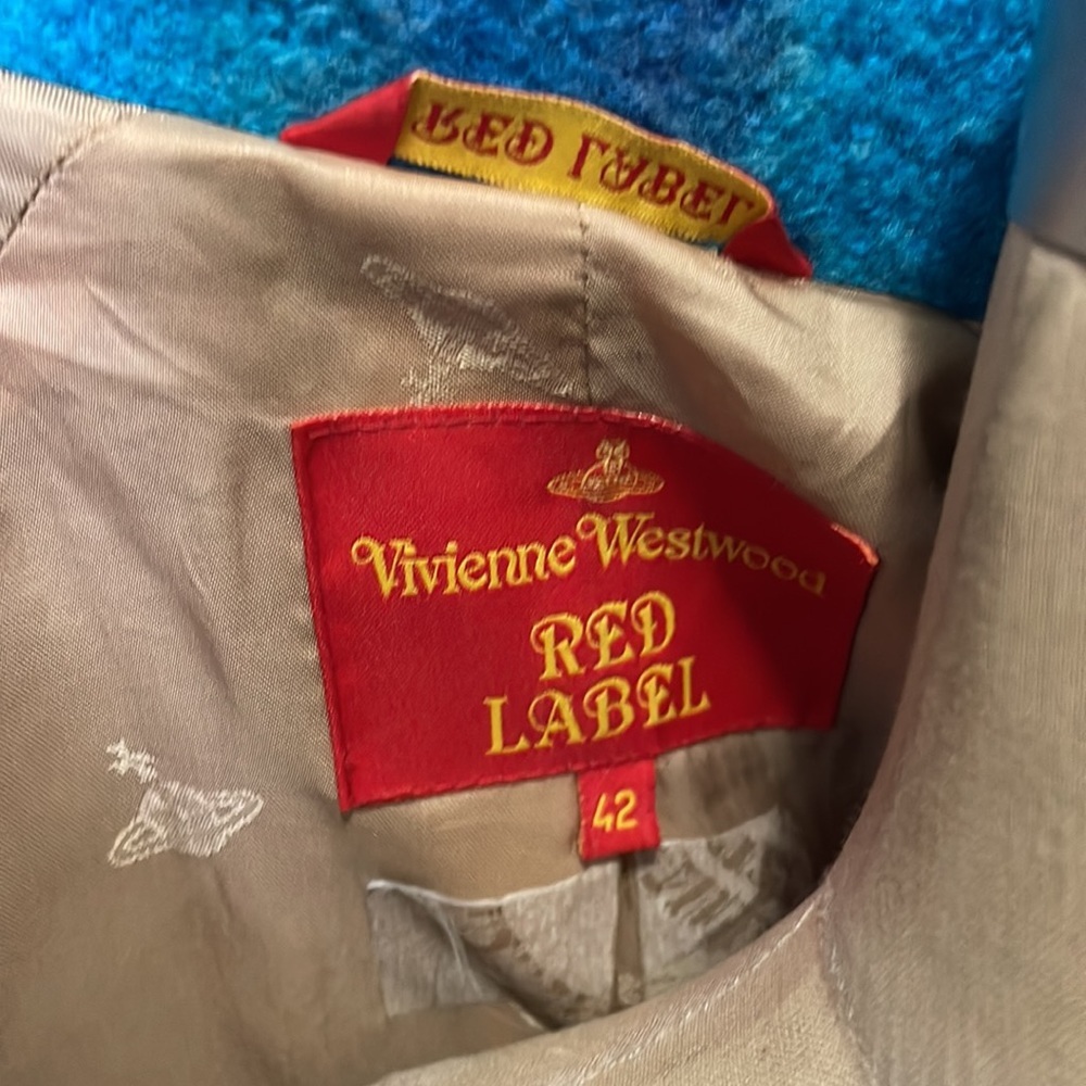 Vivienne Westwood Blue White Green Plaid Wool Coat - Picture 9 of 16
